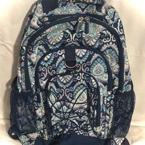 Pottery Barn Teen Blue and White Backpack Gear-Up Navy Deco PBT LOTS of POCKETS!